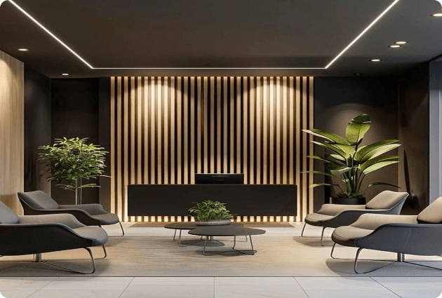 Modern decorated office room with elegant interior design